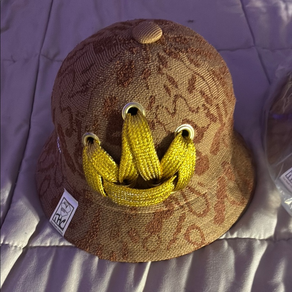 KANGOL Bucket Hat Brown and Yellow Patterned Hat